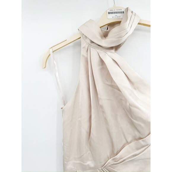 Elle Zeitoune Grace Pearl Satin Halter Neck Sleeveless Cocktail Gown Size XS NWT - Picture 5 of 8